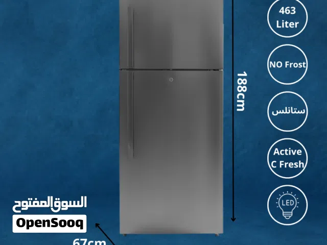 ثلاجة نيوتن ناشونال الكتريك حجم صافي 463 لتر نوفرست تبريد هوائي توفير طاقة ستانلس ستيل  شامل التوصيل