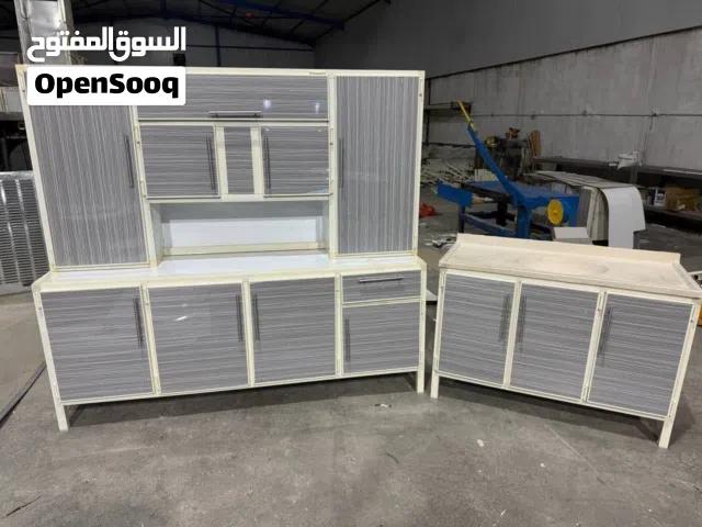 كاونتر مترين ارضي وملحق مع سنك مرمر المنيوم