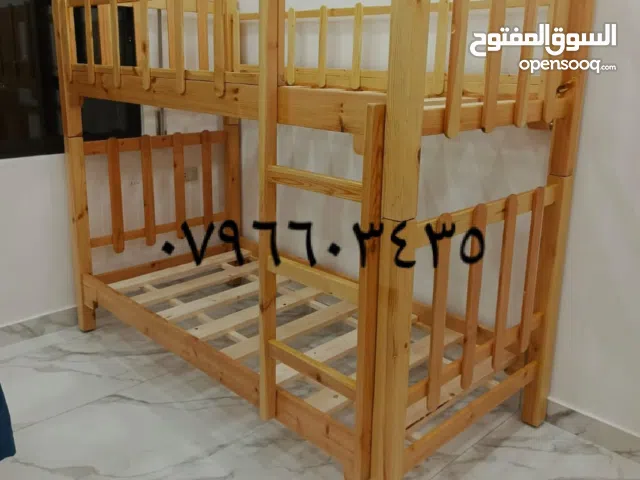 تخت طابقين مع امكانيه اضافة تخت من الاسفل  تخوت واسره سرير مفرد من أحسن أنوع الخشب الصلد خشب سويد