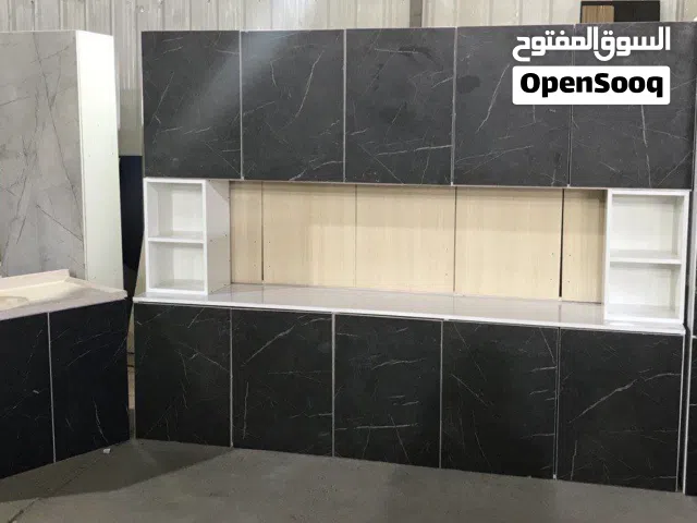 كاونتر خشب MDF ارضي وملحق قياس 3 امتار وسنك متر و20 مرمر