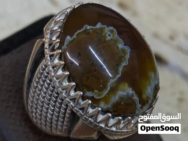 خواتم عقيق يماني خرائطي نادر خاتم رجالي فضة عيار 925