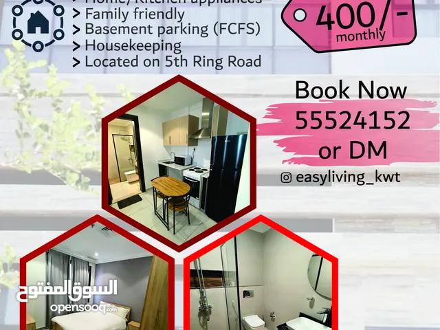 Fully furnished 1 BHK apartment available in Salmiya block 10 for rent daily, monthly, yearly