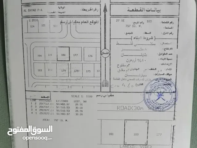 من المالك مباشرةً ارض سكني في منح (البياض)