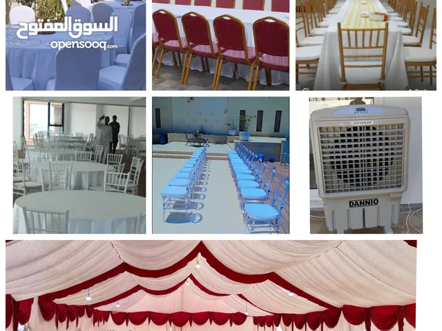 تاجير كراسي و طاولات. مكيف مال ماي. خيام ملكي. chair and table for rent
