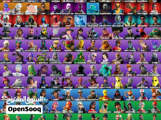 حساب فورت نايت مميز 156 سكن بسعر حلو مع كامل التفاصيل