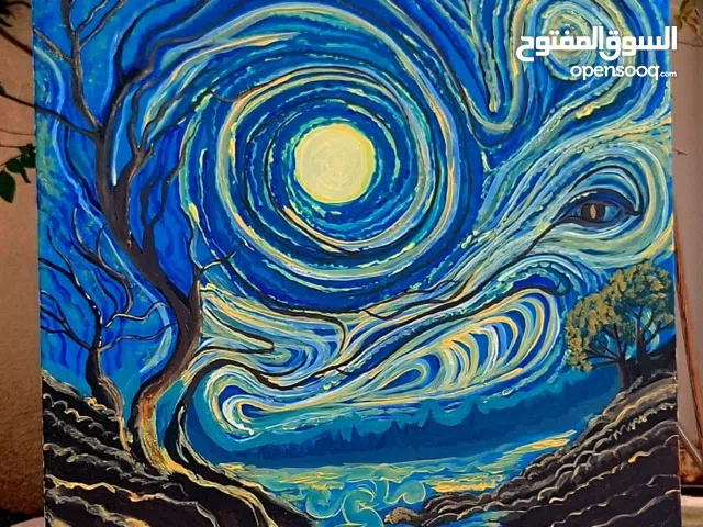 لوحة اكريلك على كانفاس (غشاء ضوء القمر الرقيق) قياس60×60