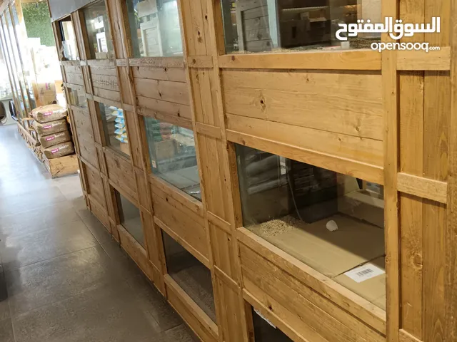 Custom Made Aquarium Rack with 11 Aquariumsأحواض سمك زجاجية مصنوعة حسب الطلب 11 مع رف خشبي وترشيح مر