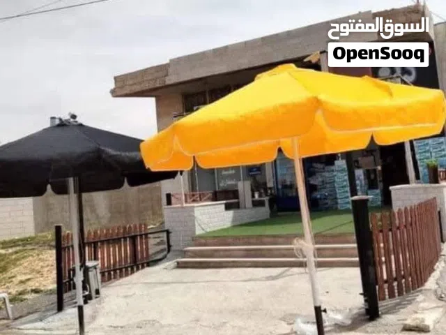 مظلة ثقيلة تفصيل محلي شمسيه المنيوم  قطر 3متر  شادر منخل كوريUV  قاعد سمنت 40كيلو  190دينار