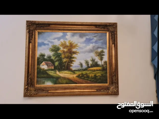 ثلاث لوحات زيتية مع براويز برونزية فخمة.