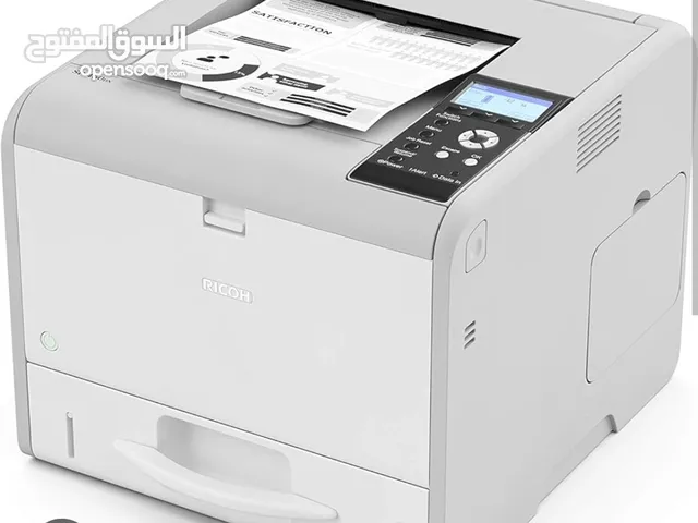 طابعة ريكو ياباني sp3600dn جديد جدا تطبع وجهين تلقائي ابيض واسود وكثر من نوع وحجم ورق .