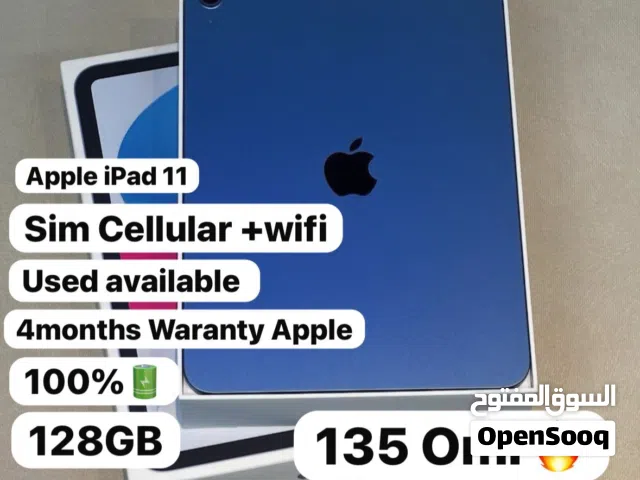 Apple ipad 11 A16 128gb  wifi/cellular 100% battery health clean Under warranty