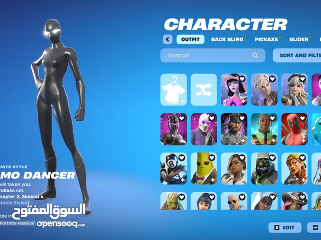 FORTNITE ACCOUNT FOR SALE HAS 110 SKINS, 136 BACK BLINGS, 102 PICKAXE, AND 99 GLIDERS.