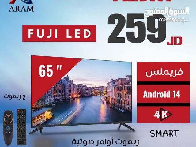 شاشه  65 انش فريمليس  فوجي 4k smart أندرويد 14موديل 2026 مع قاعده جداريه شامل توصيل مجانا