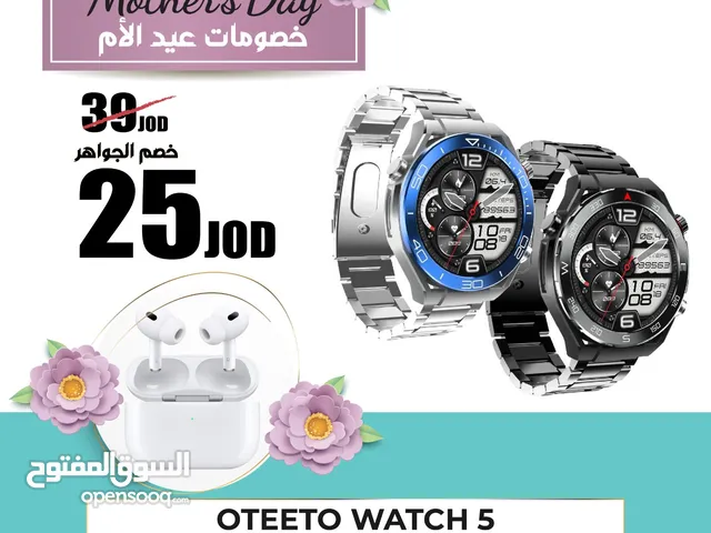 ساعة OTEETO watch 5 مع سماعة هدية ساعة ذكية بلوتوث بتحكي مكالمات كفالة سنة