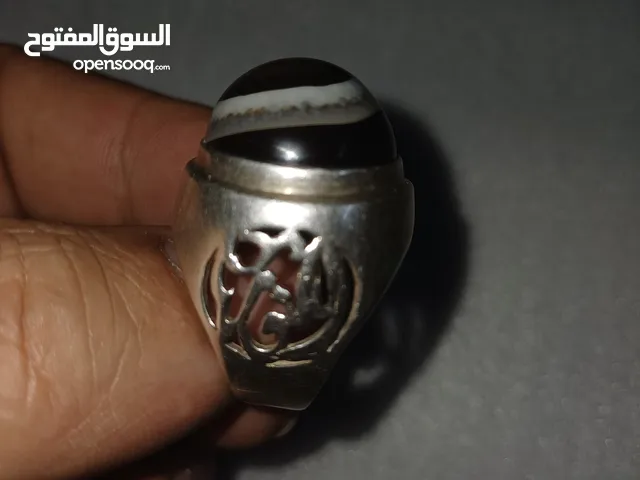 خاتم عقيق بقراني فضه عيار 925