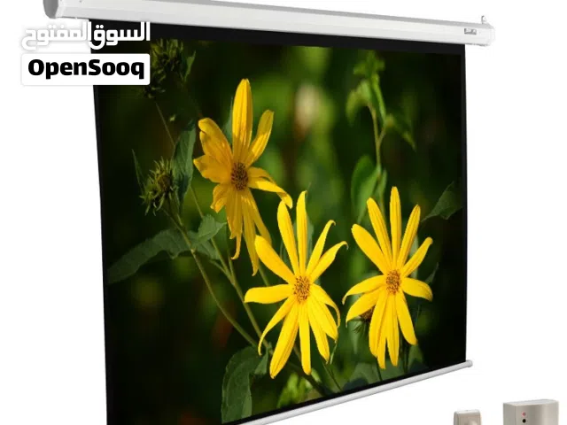 شاشة عرض للبروجكتر كهربائية مع ريموت كنترول مستعملة (استعمال المعرض) قياس 160*120سم