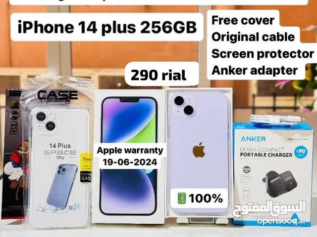 iPhone 14 plus 256 GB free cover, original cable, screen protector ,anker adapter- box,warranty
