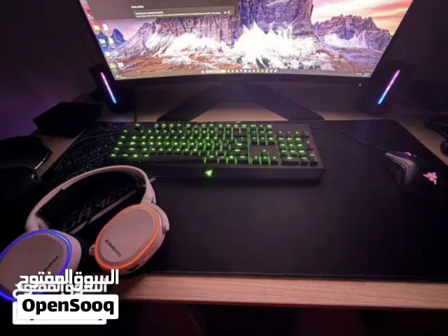 Razor keyboard and mouse+ steel series arctic 5 headset+ Logitech camera and speakers