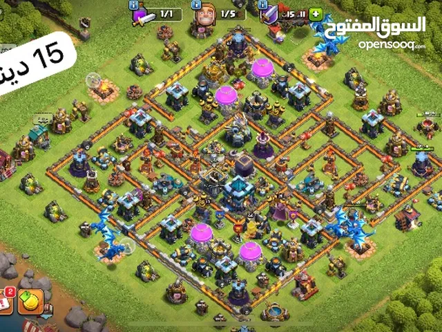 حساب كلاش اوف كلانس قوي جدآ متعوب على القريه تاون 13 واربع نجوم لفل الحساب 125 وفيه شخصيات كثيره