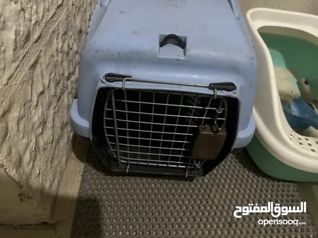 قفص نقل + لتر بوكس + صحون اكل وشرب للبيع