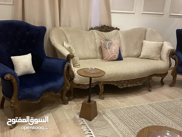 كنب تركي 5 قطع بيج وكحلي