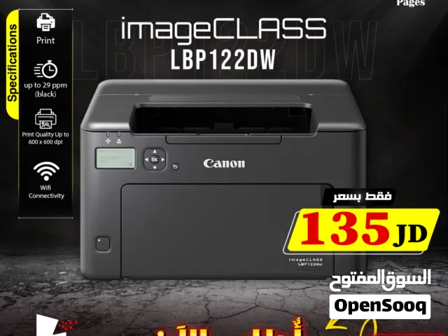 طابعات / طابعة كانون طباعه لون اسود Canon ImageCLASS LBP122DW Print 600 * 600 dpi Wi-fi