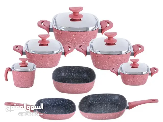 طقم حلل جرانيت سافلون الاصلي 13 قطعة لون وردي