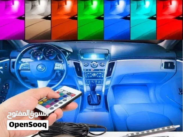أضواء ديكور داخلية للسيارة (4 شرائط)  حساس صوتي وألوان متغيرة