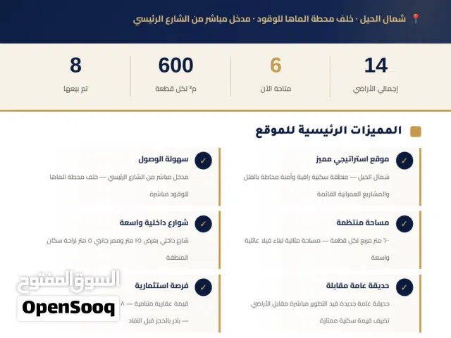 للبيع – أراضي سكنية في موقع مميز بالحيل الشمالية (السيب)