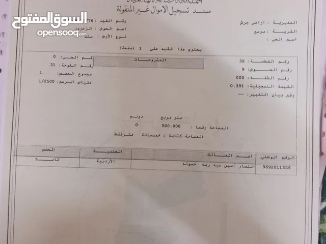 ارض للبيع على طريق عمان جرش