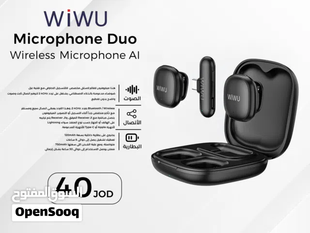 WIWU Duo Wireless Microphone AI Adaptive Noise Reduction مايك وي وو ديو ميكروفون لاسلكي مع تقنية عزل