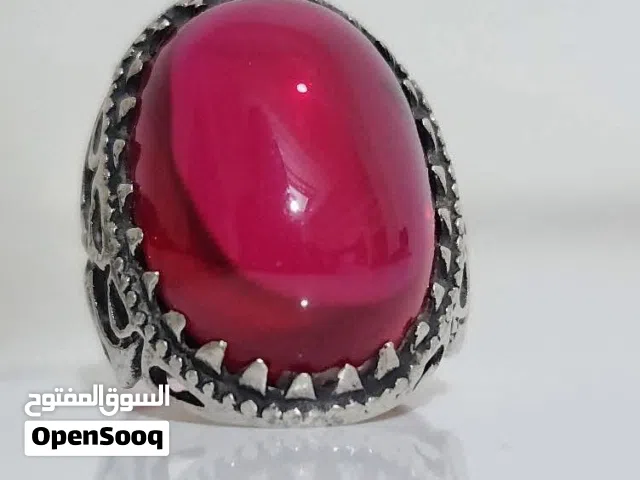 خاتم ياقوت فضة عيار 925 صياغة يدوية