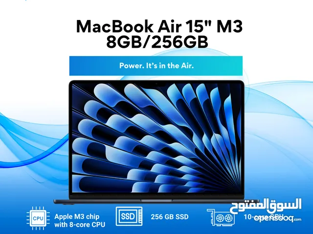 MacBook Air 15.3 inch M3 8GB/256GB /ماك بوك اير  15.3 انش M3 8GB/256GB