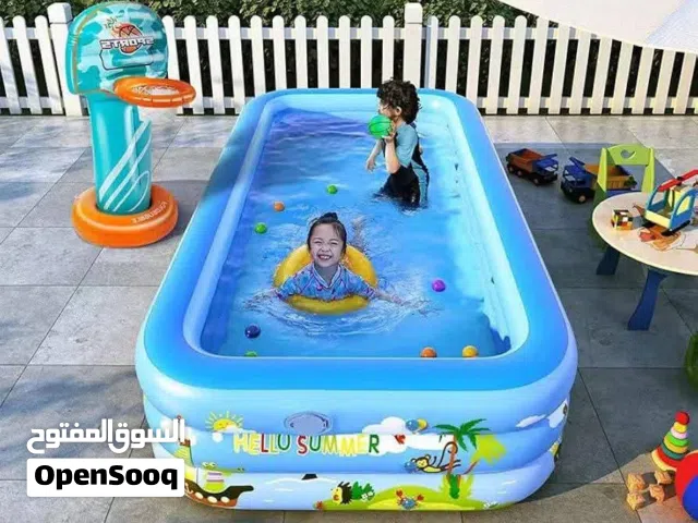 مسبح اطفال هوائي نفخ مع مظخه نفخ نظامين