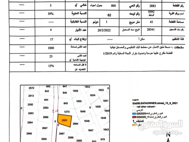 Residential Land for Sale in Salt Al Balqa'