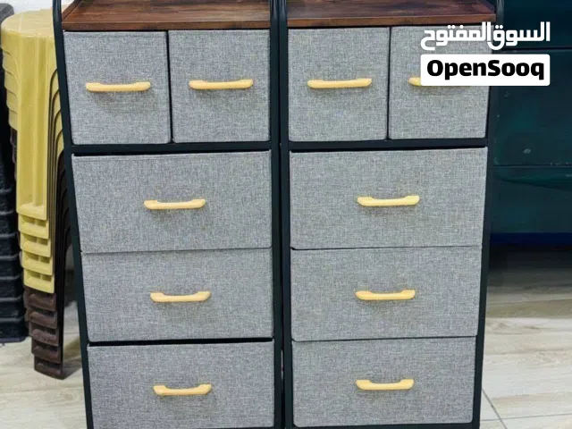 خزانة أدراج عصرية بتصميم صناعي أنيق قماش متين بلون رمادي أنيق هيكل حديد قوي وثابت