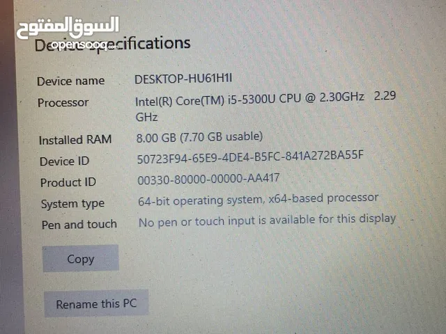لابتوب جيل 5 كور5 مواصفات موضحة بالصورة جديد غير مستعمل