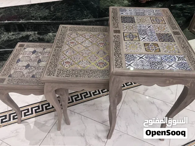 3 طاولات متداخله من الخشب الزان