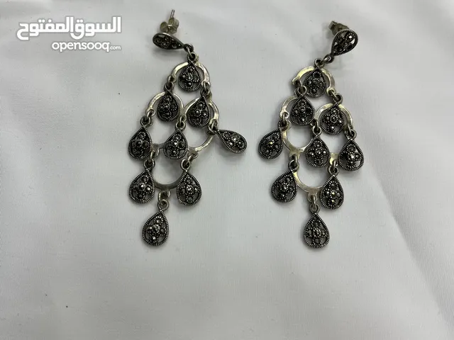 حلق ستاتي مستعمل عيار 925 وزن 13 جرام حلق ستاتي بأحجار مركزايت وزن 13 جرام فضة عيار 925