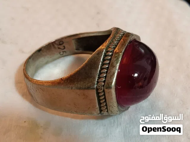 خاتم فضه قياس 23 ياقوت احمر