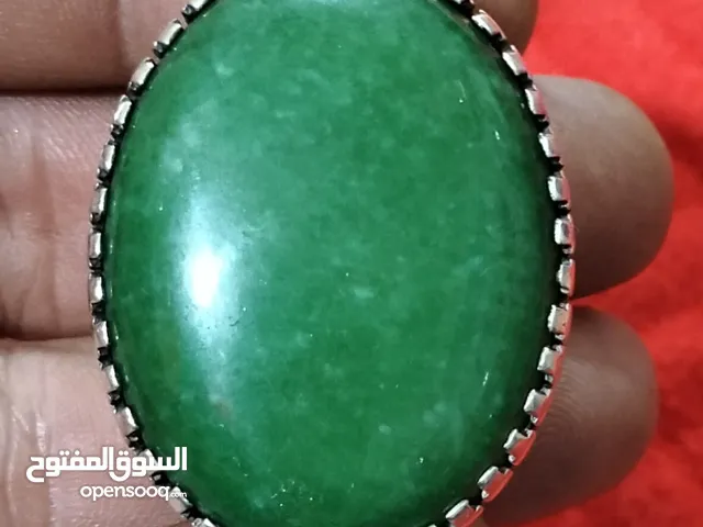 خاتم فضه جامبو حجر عقيق اخضر ملكي
