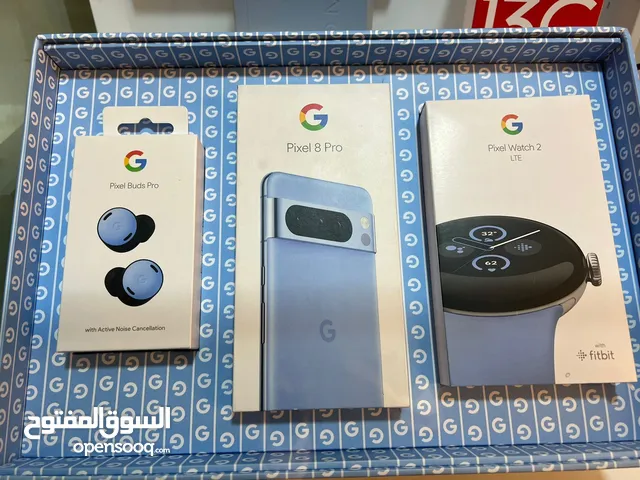 Google Pixel 8 Pro Box بكج قوقل بيكسل 8 برو مع ساعة قوقل بيكسل واتش 2 مع سماعة قوقل بيكسل بودز برو