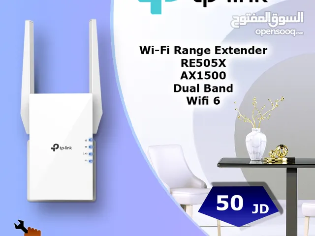 مقوي الشبكة اللاسلكي نوع Tp-Link موديل RE505X بتقنية Wifi 6 وسرعة تصل لغاية 1500Mbps