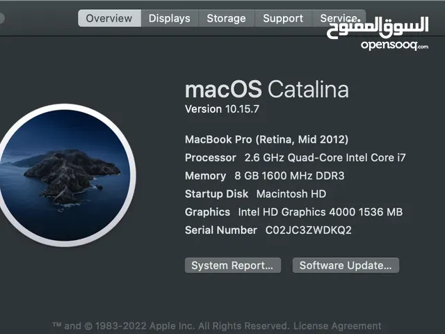Macbook pro Core I7, 500G SSD, 8G RAM