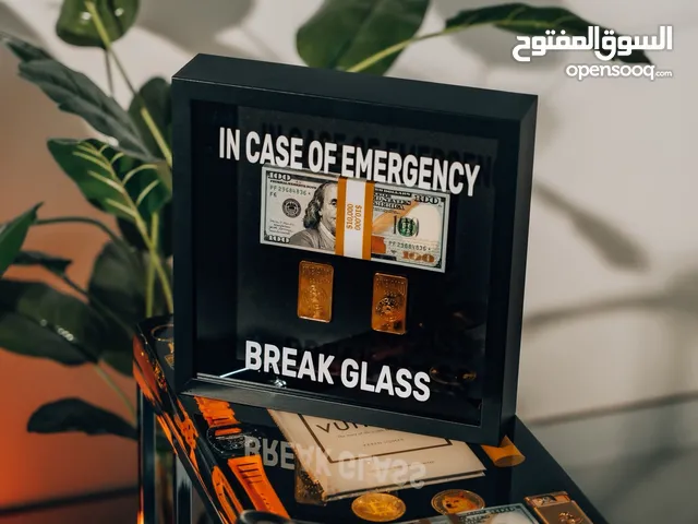 Emergency frame Gold Bars Cash Display Unique Collectible! Frame box Art wall hanging decor black