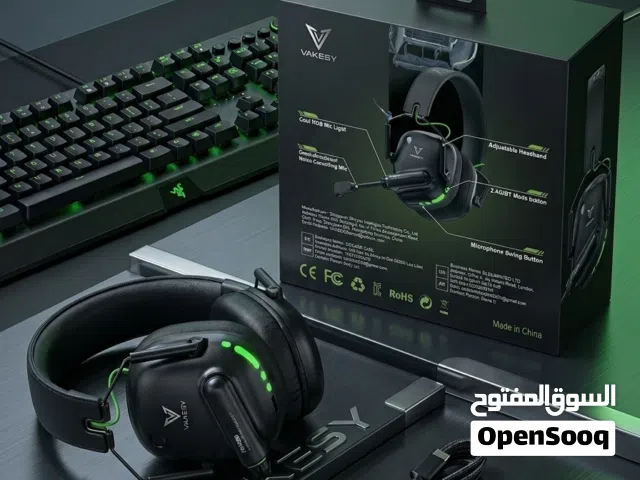 سماعة الألعاب اللاسلكية Vakedy HW20 متوافقة مع PC و PS4 و PS5 و Nintendo Switch و Android/iOS