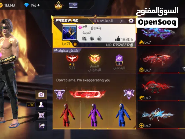 Free Fire Accounts and Characters for Sale in Al Karak