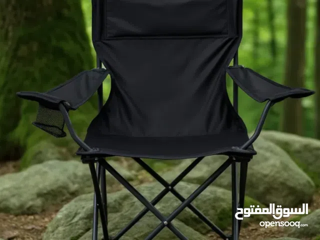 كرسي اسود حجم كبير مع مسند ظهر مرتفع 80سم+حامل كاسة على الذراع (للقهوة والمياه الباردة) انيق ومتين