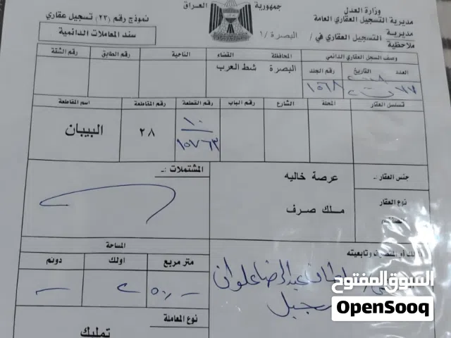 قطعة ارض للبيع شط العرب البيبان 250 م الاستفسار الاتصال