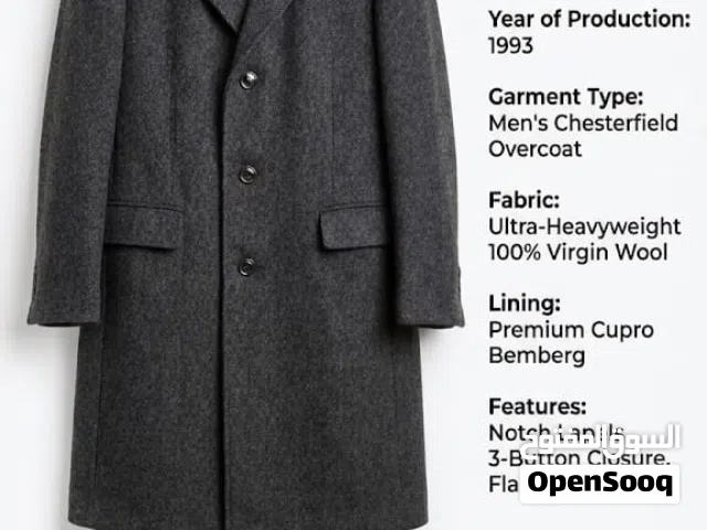Vintage 1993 Próchnik Mens Chestefield Wool Overcoat XL - Made in Poland